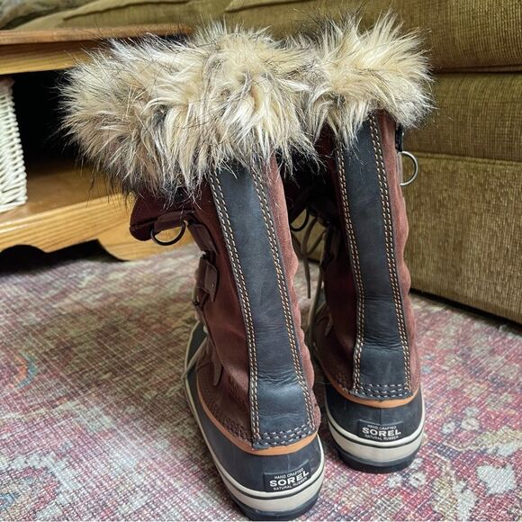 Sorel Joan of Arc Dark Brown Fur-Lined Boots Tobacco Sanguine Women’s 9.5 - Picture 4 of 12